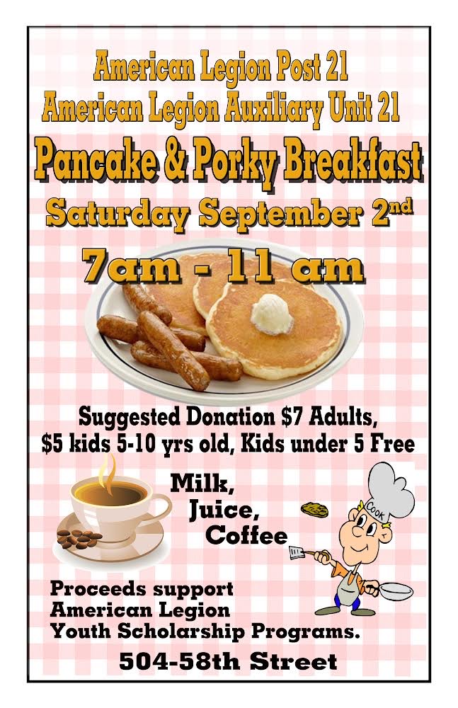 American Legion Auxiliary Unit 21 Pancake & Porky Breakfast